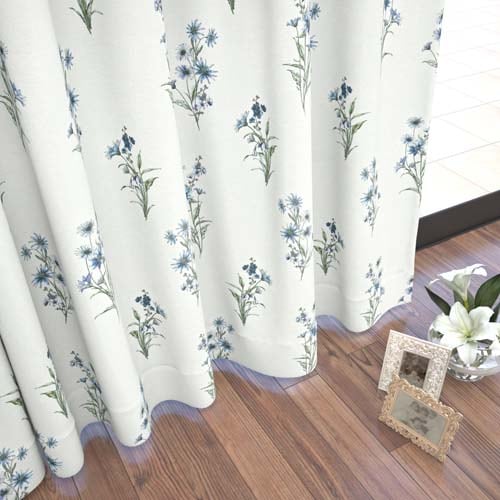 オーダー】遮光2級 エレガンス 花柄の形状記憶付 SD27095(ブルー