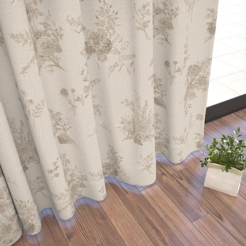 イージーオーダー】遮光3級 エレガンス 花柄プリントの形状記憶付