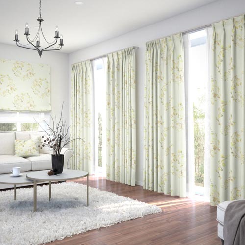 オーダー】遮光3級 エレガンス 花柄の形状記憶付 FA21181(イエロー