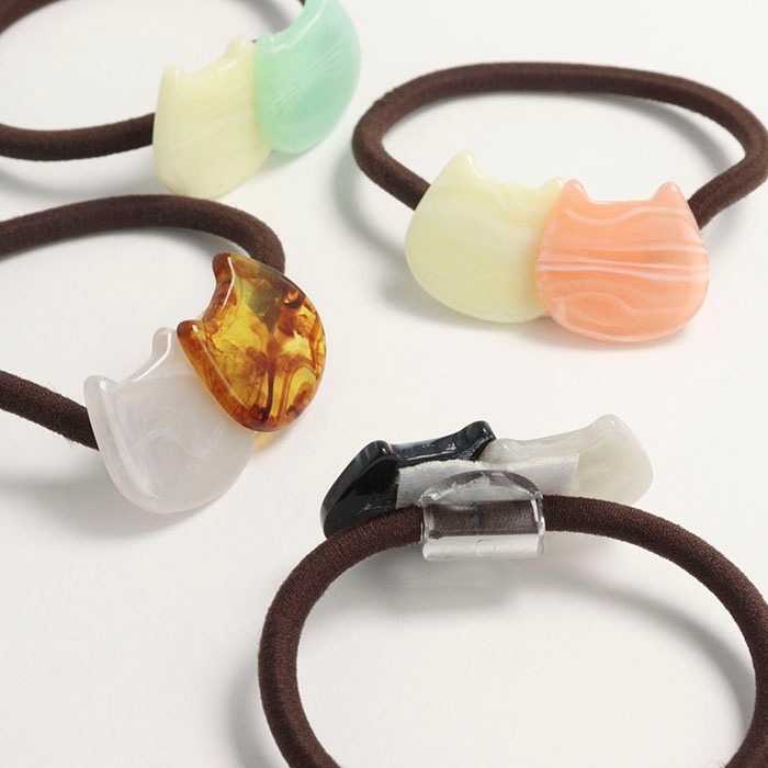 ヘアゴム ネコ 猫 アセチ アクリル【4color】 | ヘアアクセサリー