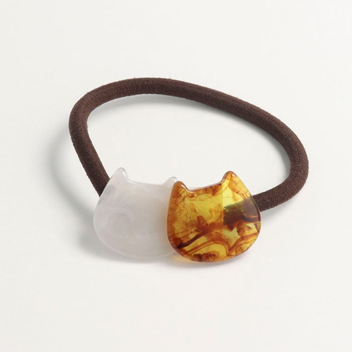 ヘアゴム ネコ 猫 アセチ アクリル【4color】 | ヘアアクセサリー