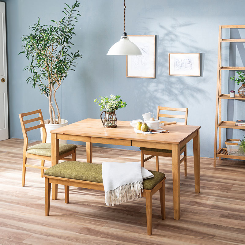 ダイニング4点セット SANTANA テーブル135DT NA + チェアDC NA/GR +