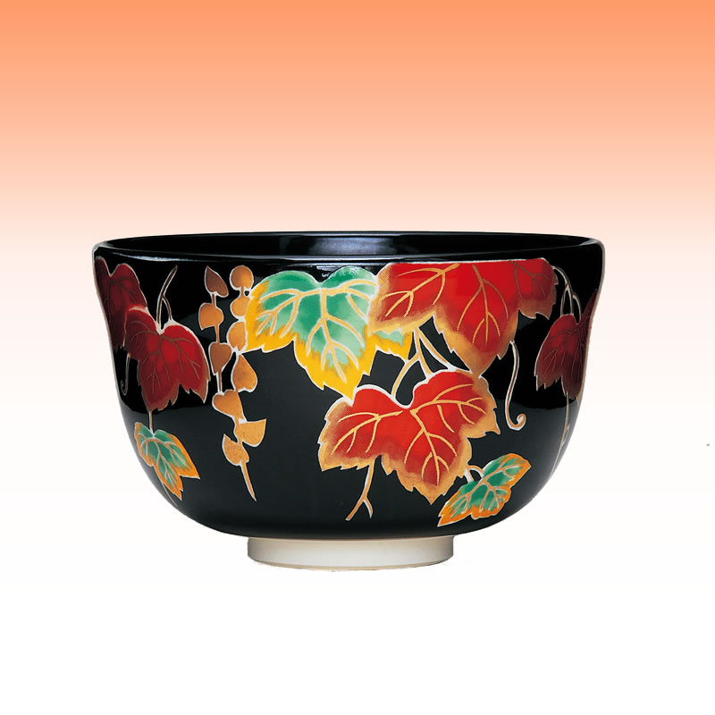 茶碗 黒仁清 蔦 宮地英香作 | 抹茶茶碗,季節から探す,秋のお茶碗