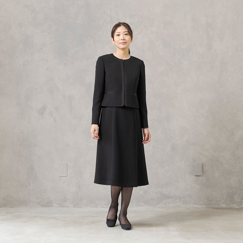 HIROMI YOSHIDA Black 1203420]ノーカラージャケット×シフォン