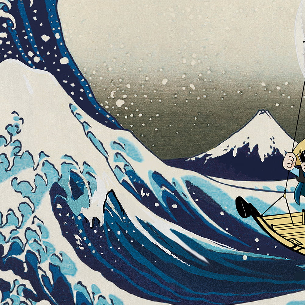 ドラえもん 浮世絵木版画「富嶽三十六景 神奈川沖浪裏」｜浮世絵工房