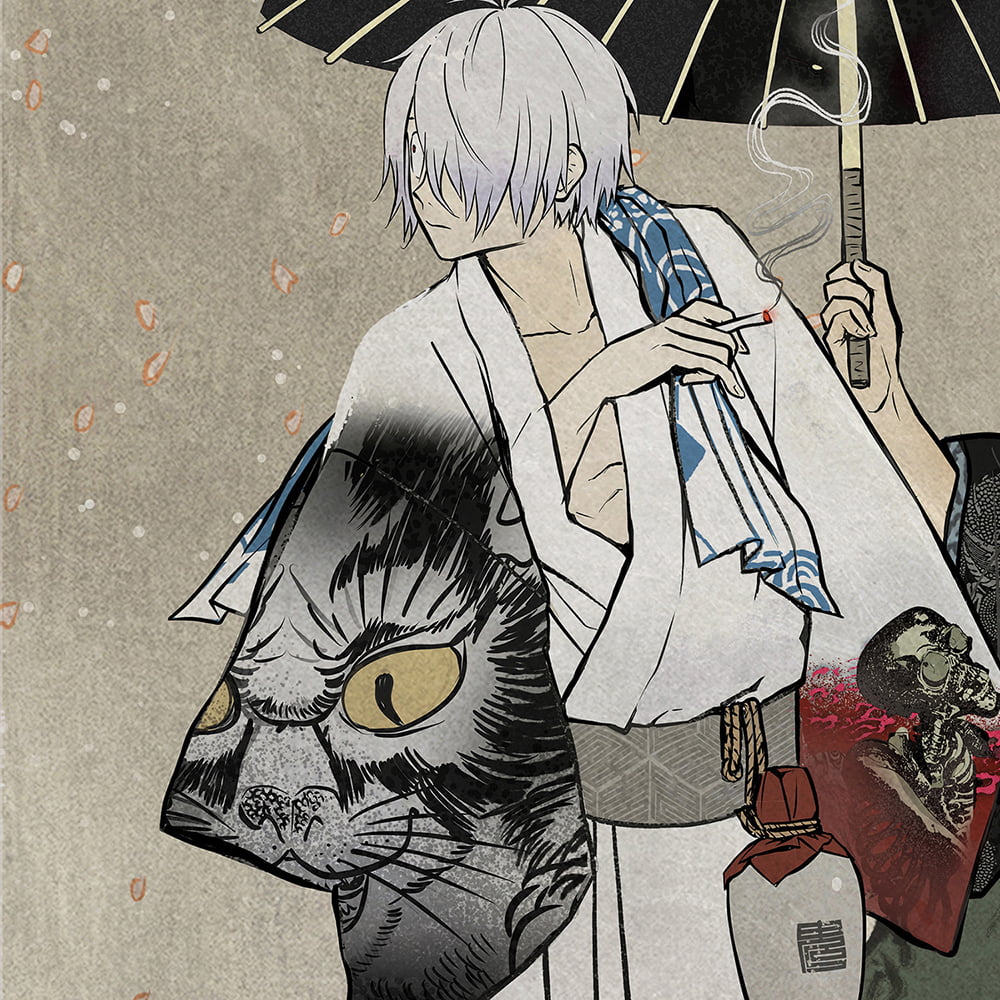 ゲゲゲ浮世絵「花散しの友誼」｜映画『鬼太郎誕生 ゲゲゲの謎』コラボ