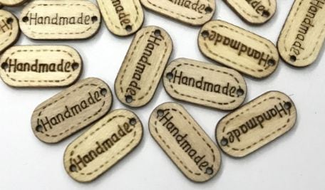 ◇T-64◇【木製タグ】HAND MADEタグ ステッチ風デザイン 5枚セット