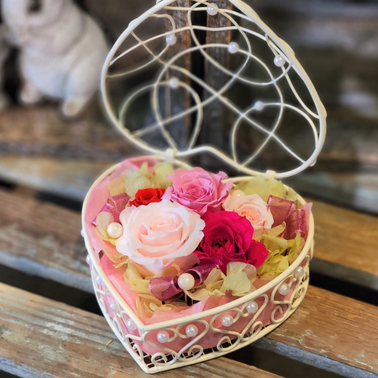 プリザーブドフラワー】ハートBOX | ❰ GIFT ❱,プリザードフラワー