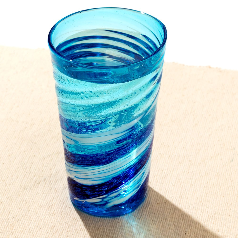 琉球ガラス 荒波シリーズ コバルトタンブラー 450ml 贈り物・ギフト