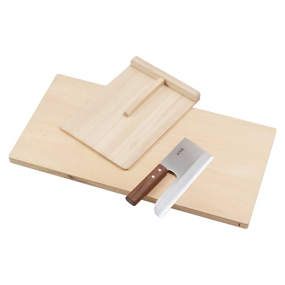 手打ちそば・うどん 手作りセット 麺切り包丁・こま板・まな板の3点