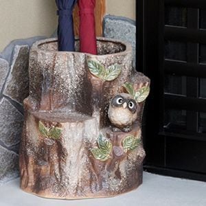 信楽焼 屋内灯 枝乗りふくろう 高さ36cm