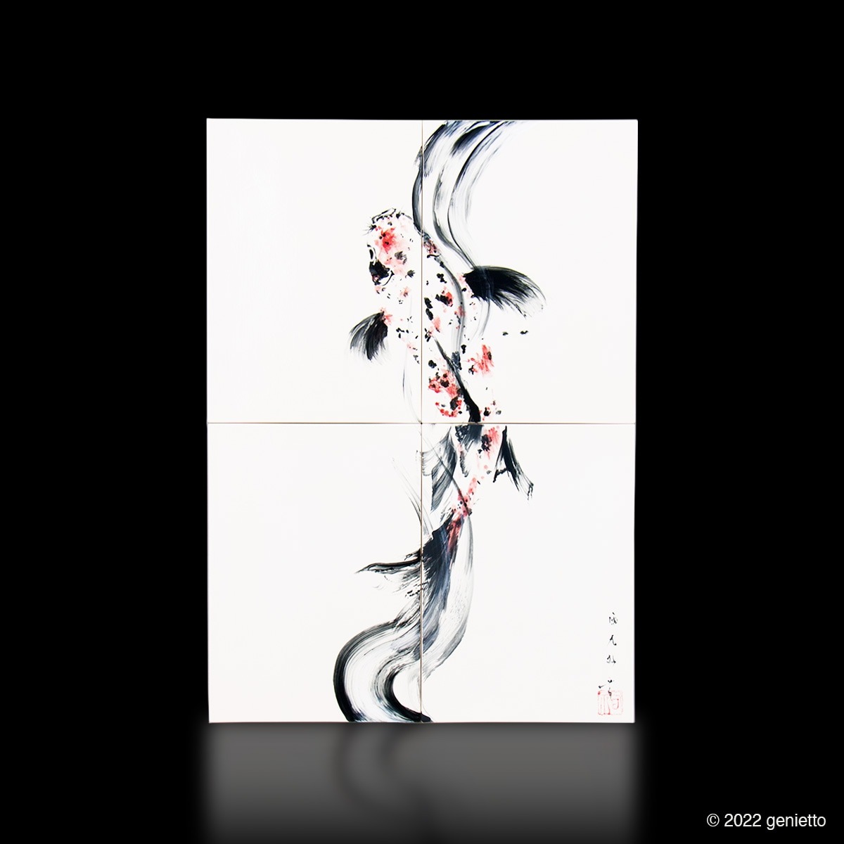 直筆陶墨画「華泉天観」 | 墨絵・陶墨画アーティスト 西元祐貴 Yu-ki