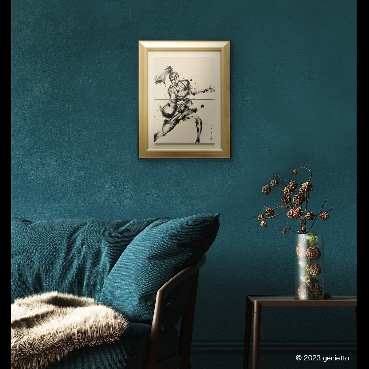 直筆陶墨画「華駿火勢」 | 墨絵・陶墨画アーティスト 西元祐貴 Yu-ki