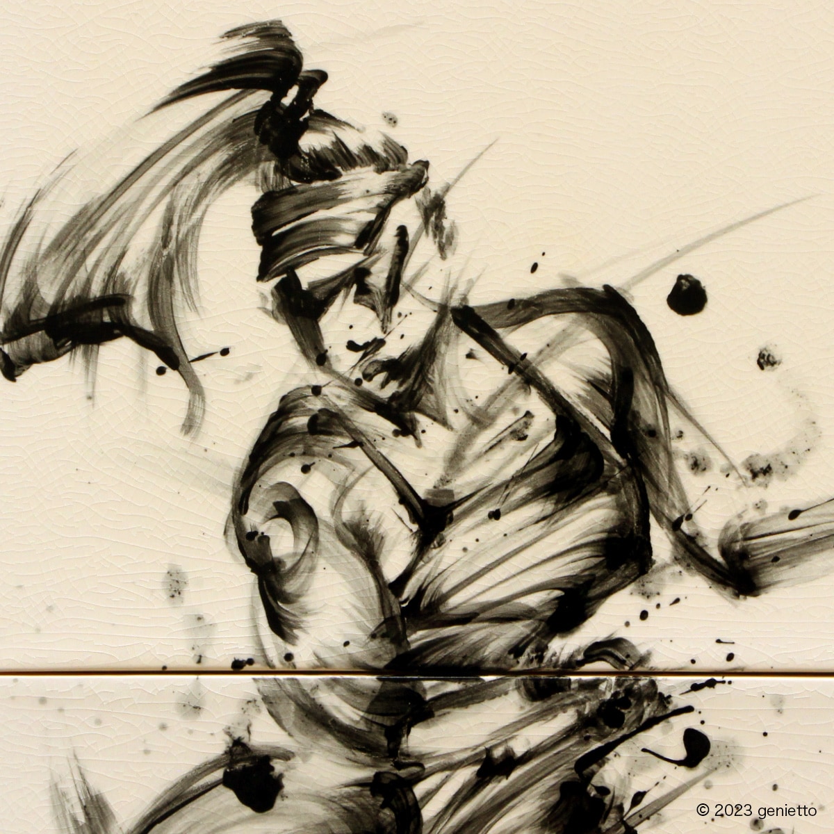 直筆陶墨画「華駿火勢」 | 墨絵・陶墨画アーティスト 西元祐貴 Yu-ki