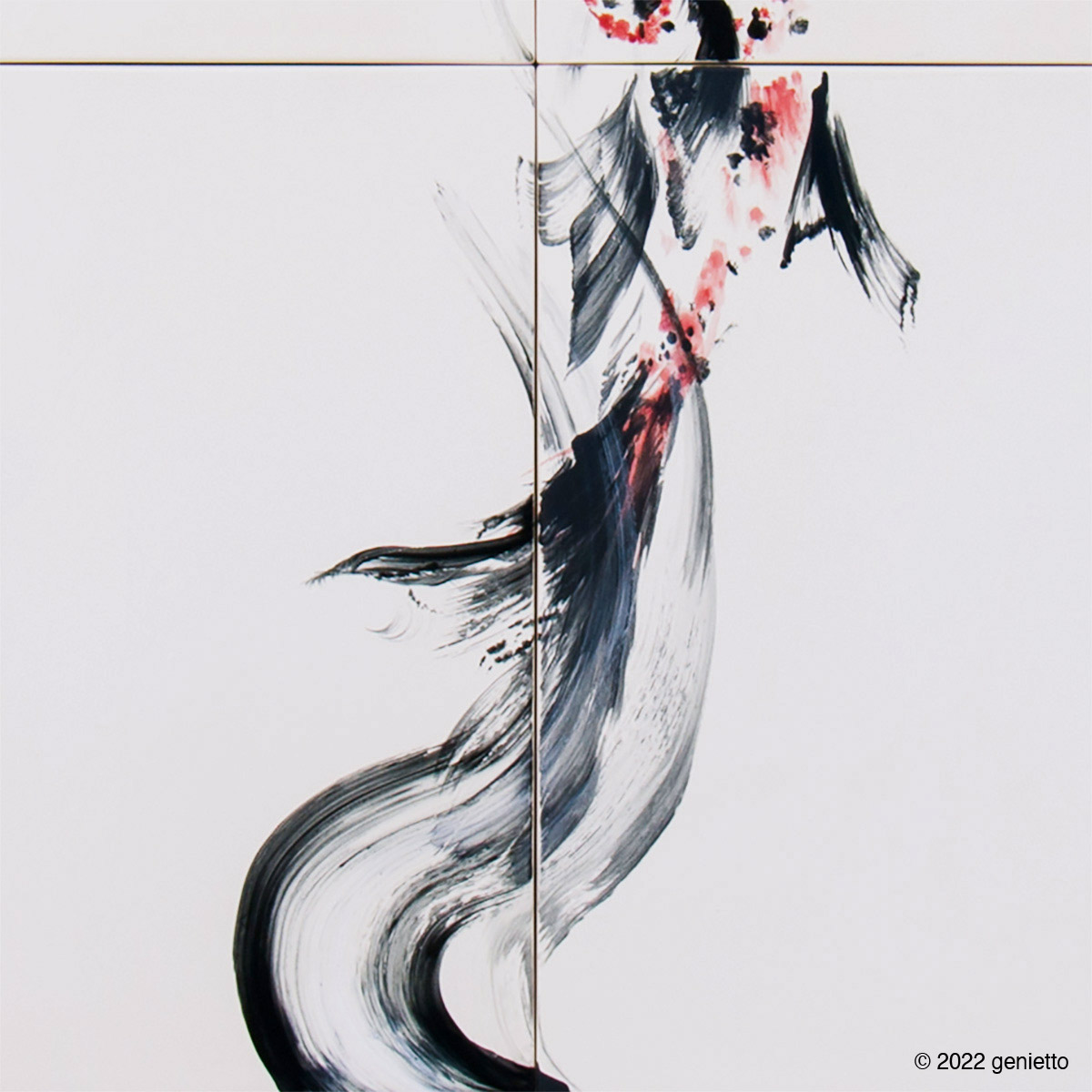 直筆陶墨画「華泉天観」 | 墨絵・陶墨画アーティスト 西元祐貴 Yu-ki