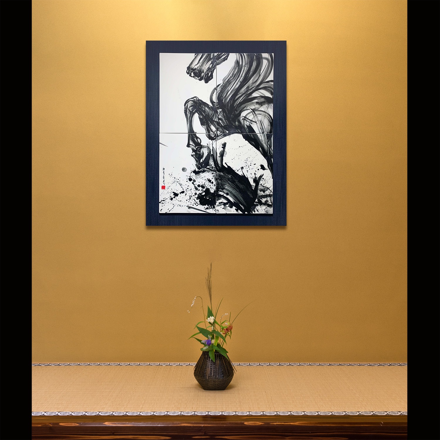 直筆陶墨画「蹄舞心耕」 | 墨絵・陶墨画アーティスト 西元祐貴 Yu-ki