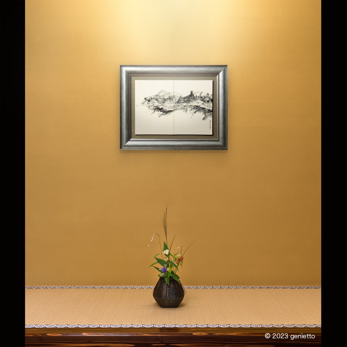 直筆陶墨画「白峰種蒔」 | 墨絵・陶墨画アーティスト 西元祐貴 Yu-ki