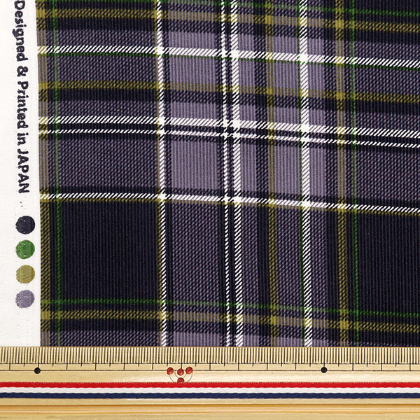 数量5から】 生地 『21Wコーデュロイプリント チェック パープル