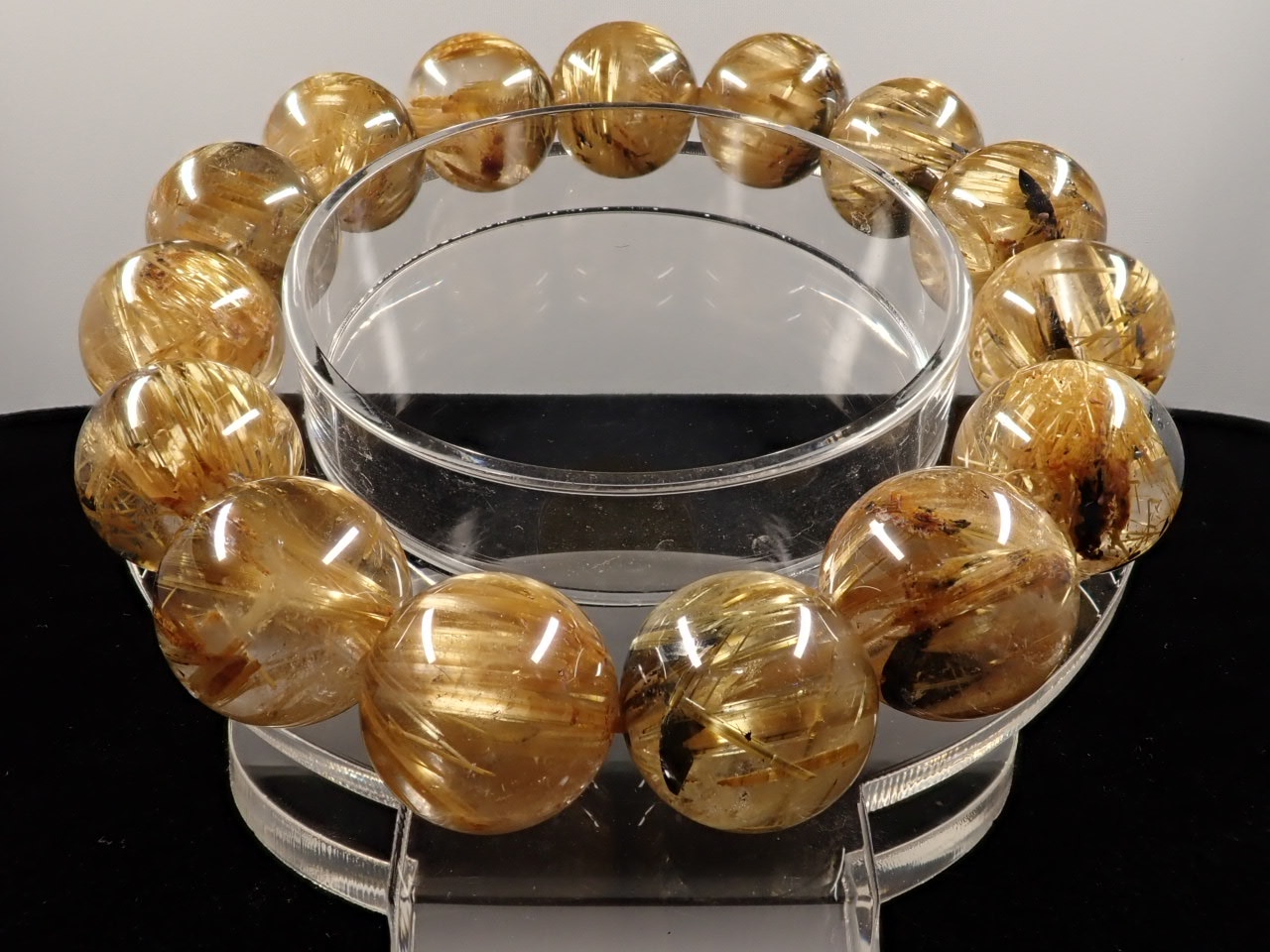 太陽ルチル（ヘマタイト入りゴールドルチル） ブレスレット 14.4㎜ 5A