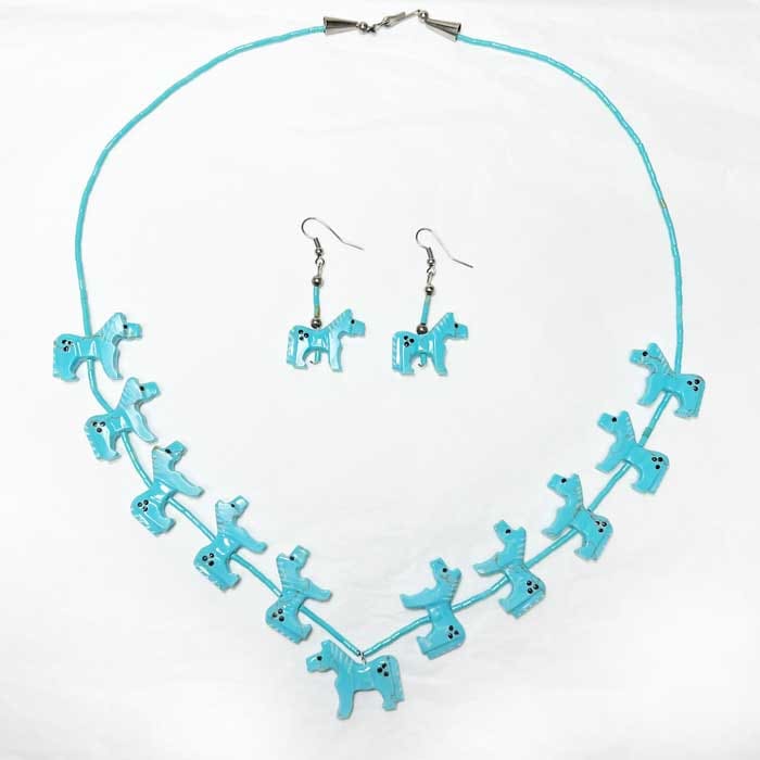 インディアンジュエリー ズニ ターコイズ オニキス ホース