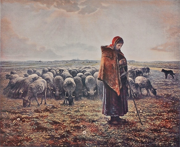 ジャン＝フランソワ・ミレー、牛と農婦、希少な額装用画集より