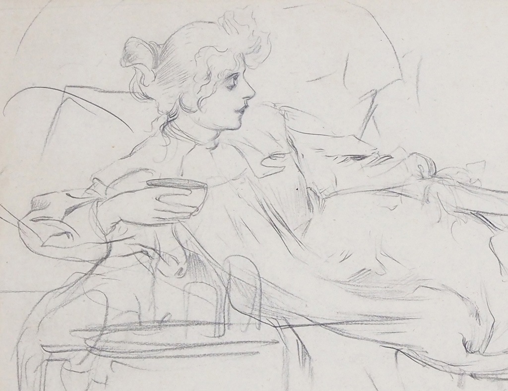 アルフォンス・ミュシャ 「目覚め（ショコラ・マッソンのための下絵