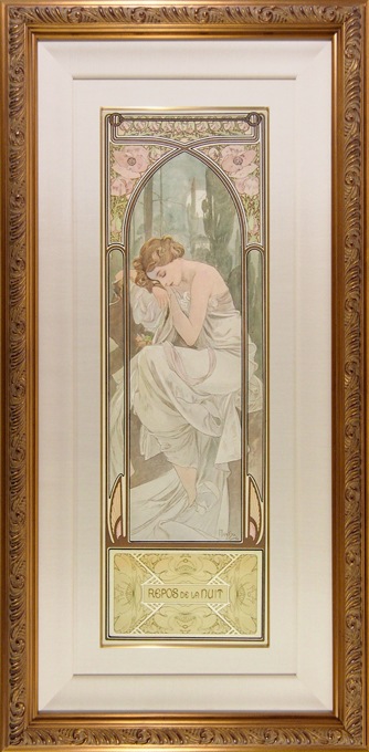 アルフォンス・ミュシャ 「四つの時の流れ」 四点組（個別額装