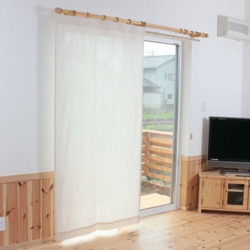 無地 麻（リネン）100％天然素材 カーテン（アイボリー）／フラット