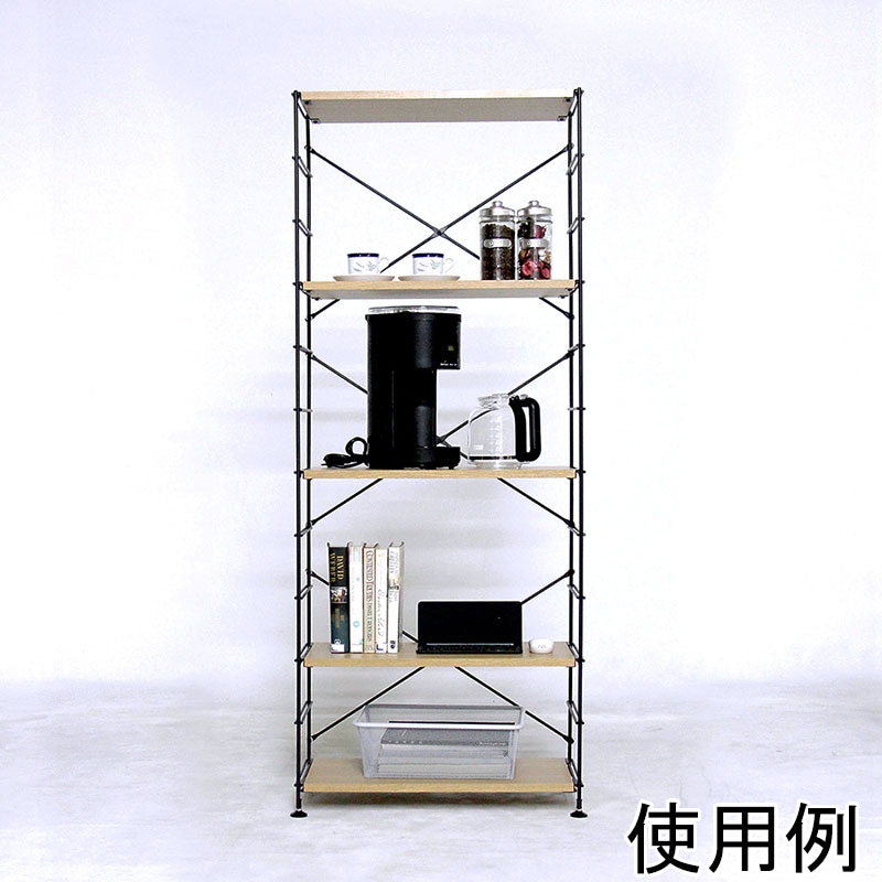 送料無料】ラック 木目調棚板 ワイヤーウッドシェルフ 棚5段 幅66cm×高