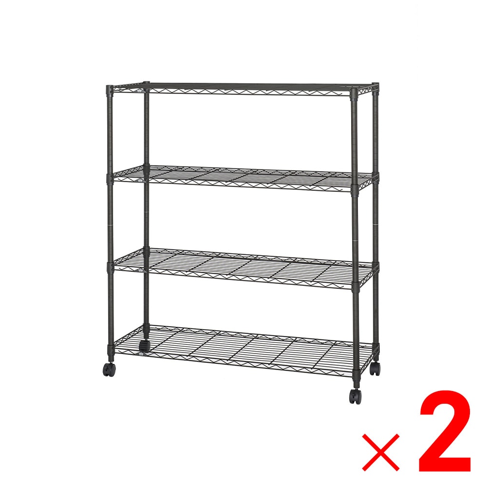 送料無料】ルミナスノワール フリーラック 黒 4段 幅111×奥行41×高さ