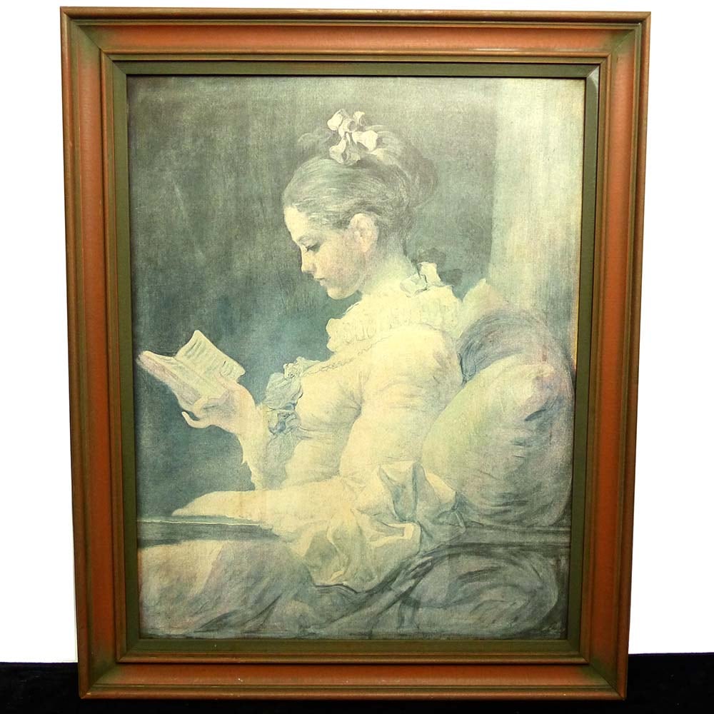 ジャン・オノレ・フラゴナール / 「読書する娘」複製画 美人画 【中古