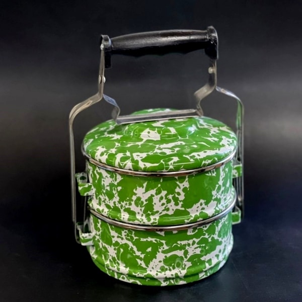 ランチボックス／ホーロー弁当箱／琺瑯ランチボックス／持ち手付き2段