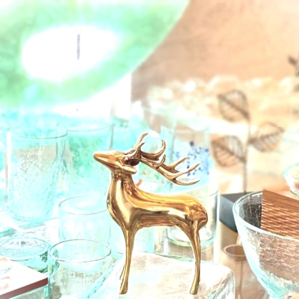キジャン（鹿）のオブジェ／鹿の置物 【ゴールド】 真鍮製 | オブジェ