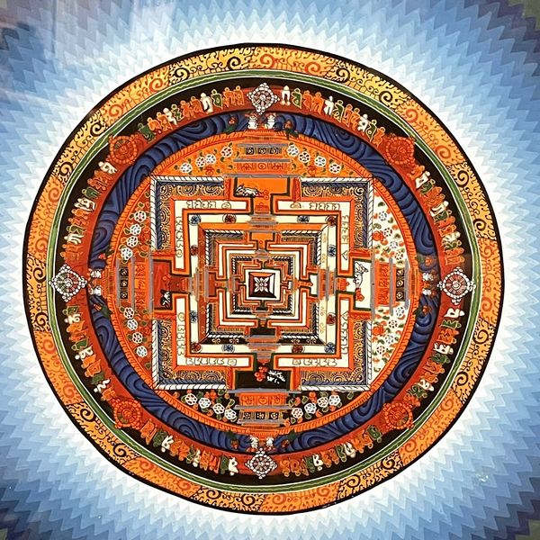 曼荼羅額入り／手描きマンダラ／時輪タントラ／カーラチャクラ