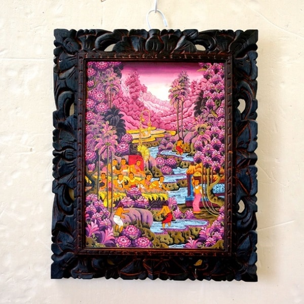 特大バリの風景画 ライステラス 油彩画 キャンバスサイン入り 148×88cm