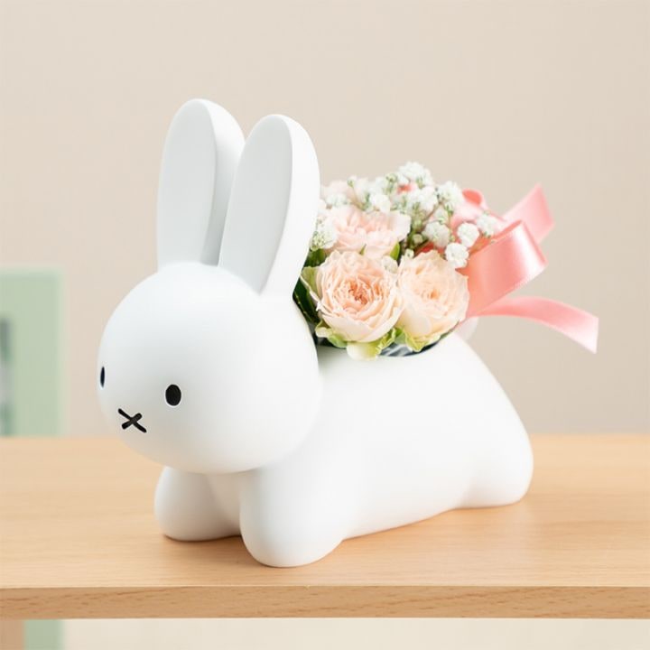 直送商品A】うさぎカバーアレンジ ピンク | 生花アレンジメント