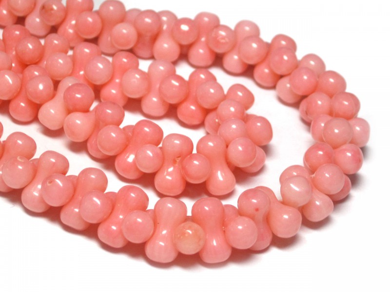 珊瑚ビーズ（染色） ピンク ピーナッツ型 約10×5mm 連販売 さんご