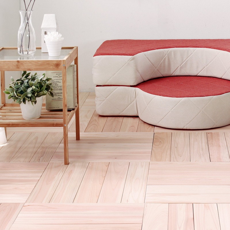 節無し/2畳用（1ケース）】床DIYフローリング、敷くだけ簡単!ひのき