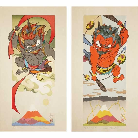 完売】瀧下和之「風神図・雷神図」