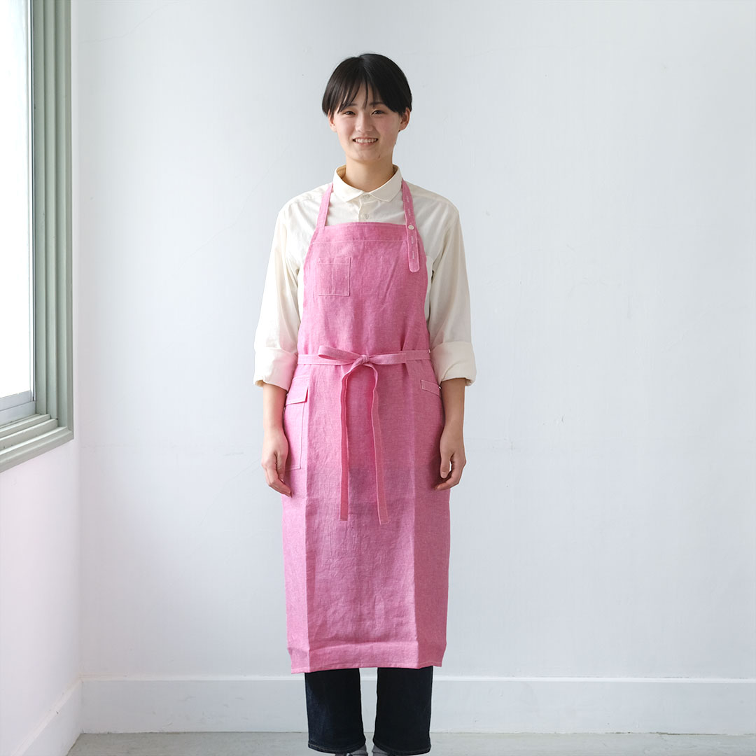 ワークエプロン/リネン/ピンク | BUCOLICA | 糸島くらし×ここのき 公式
