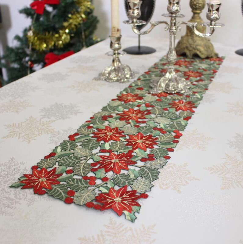 Noche Buena 刺繍 テーブルセンター 約20×80cm｜インテリアレース