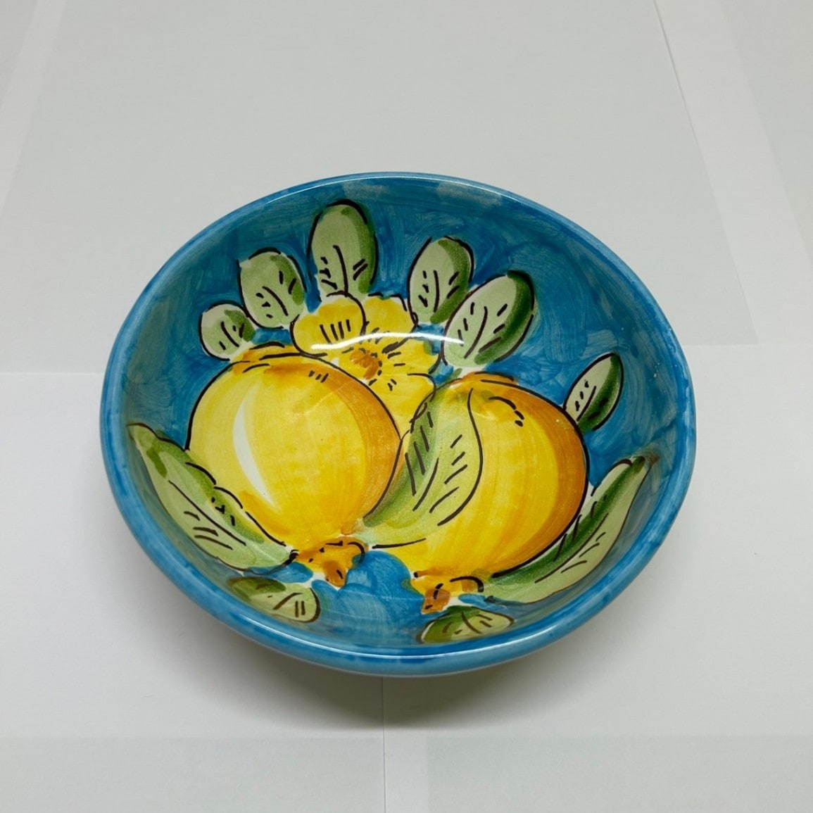 VIE172 ボウル 水色 ダブルレモンフラワー | 南イタリアの陶器