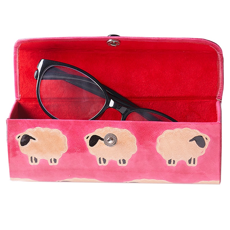 山羊革 メガネケース 鳥柄（黒） | 第3世界ショップ 卸販売用