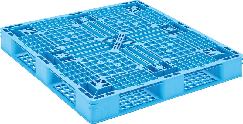 三甲 プラスチックパレット D4-1111-7 ライトブルー 重量8.8kg ハンド