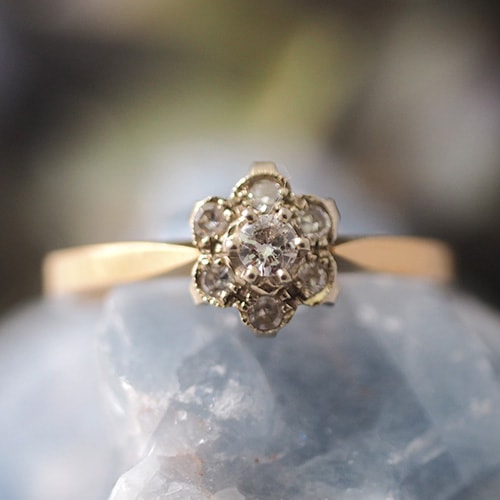 18金 フィンランド ダイヤモンド フラワーリング （北欧 ビンテージ