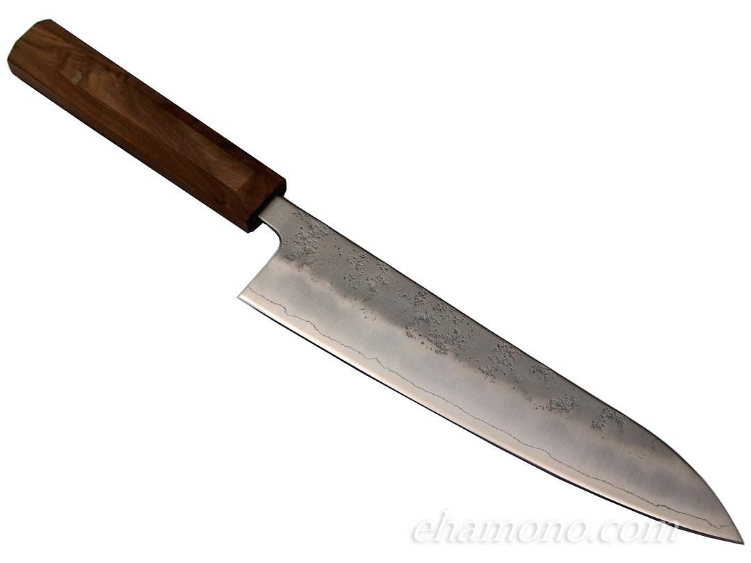 銀三鋼割込 和牛刀210 梨地 胡桃（くるみ）柄