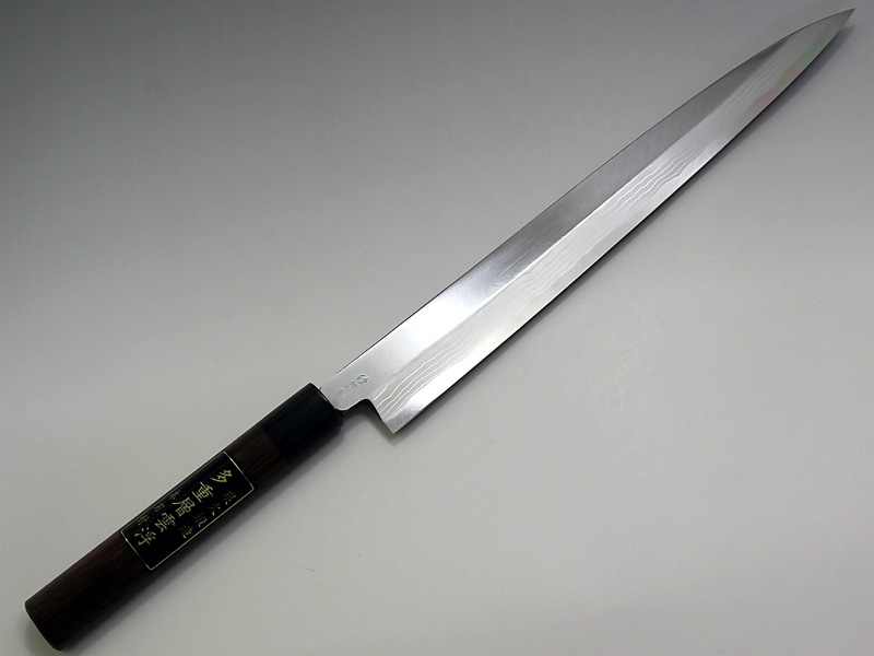 青二鋼墨流し【浮雲】柳刃300