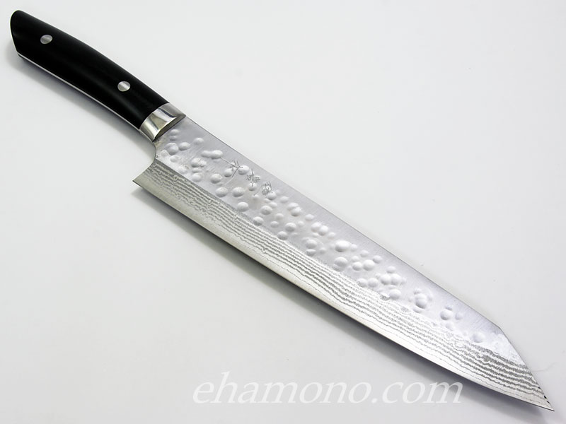 佐治武士作『SRS13 粉末ハイス鋼ダマスカス 切付型包丁240 ブラック