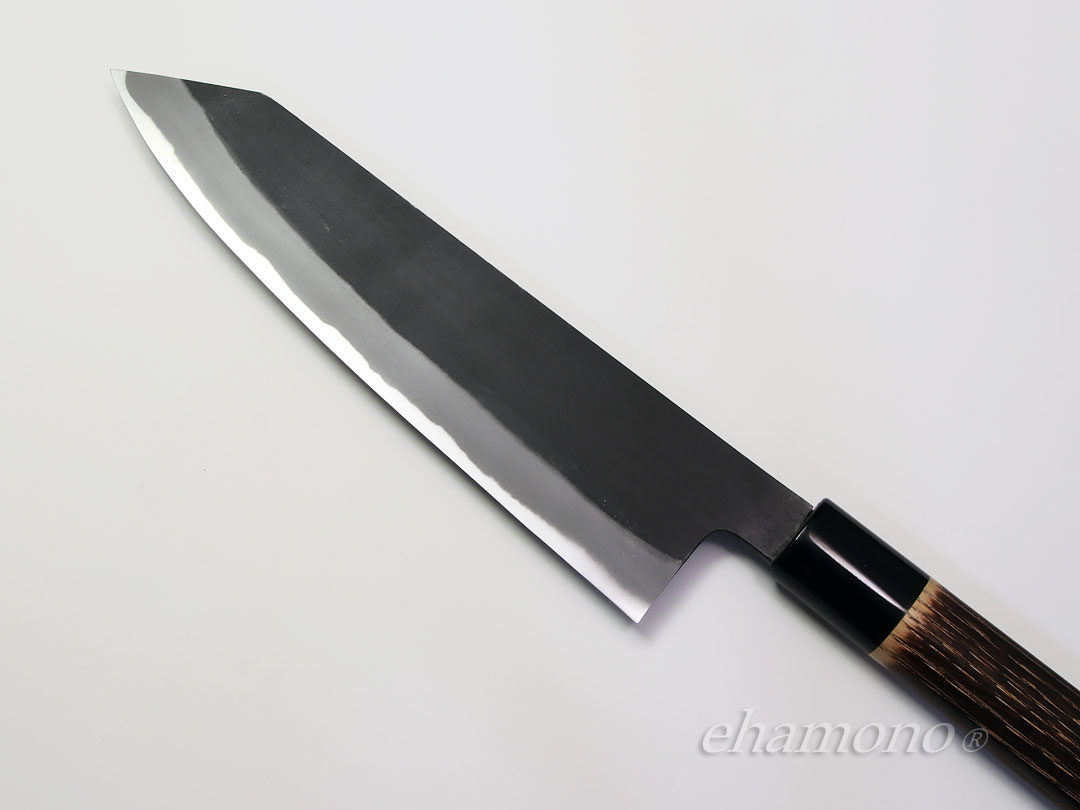 日野浦刃物工房 味方屋作 切付牛刀210 黒 水牛焼栗柄