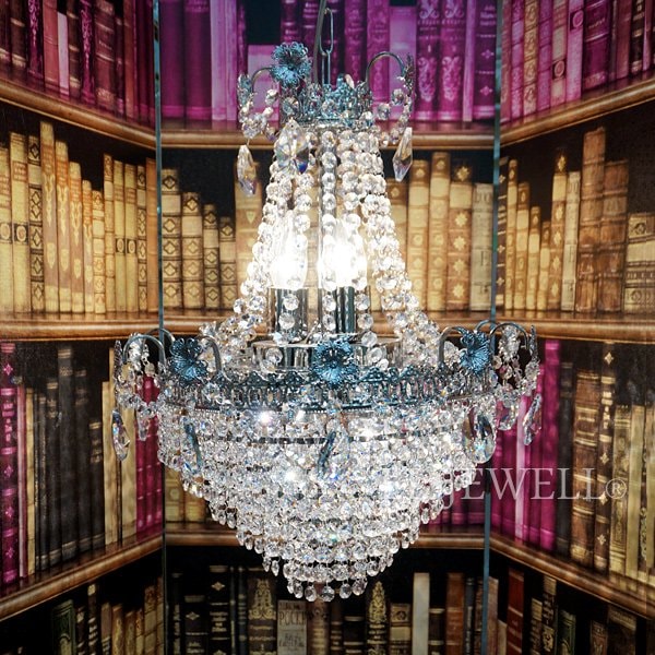 LA LUCE】エンパイア型クリスタルシャンデリア 6灯 クローム(φ400